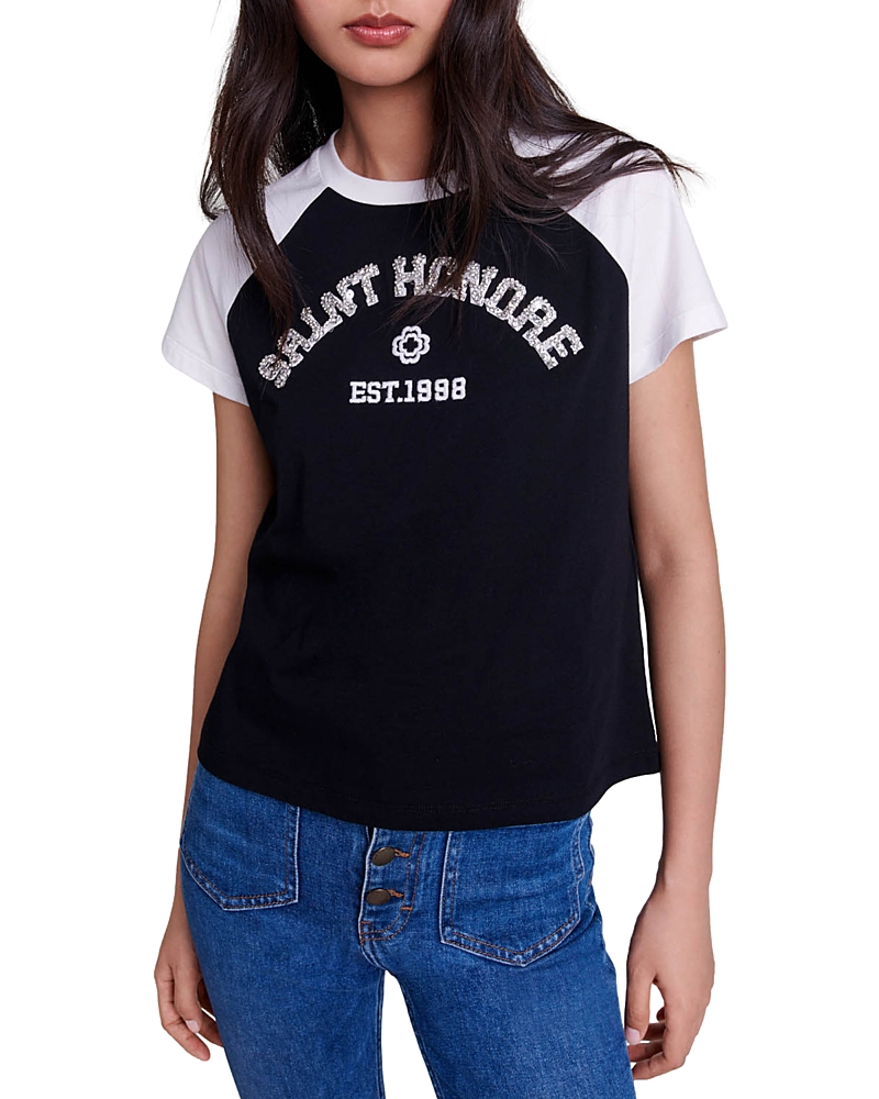 Maje Thonostrass Embellished Tee