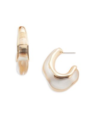 AQUA - Structural Freeform Hoop Earrings in 16K Gold Plated - Exclusive