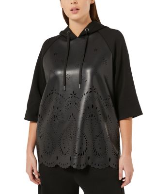 Marina Rinaldi - Addobbo Laser Cut Mixed Media Hoodie