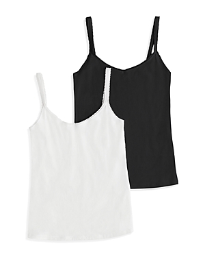 On Gossamer 2-pack Cabana Cotton Reversible Camisoles In Black/white