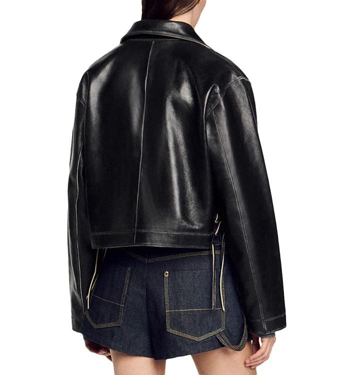 Sandro Jude Leather Jacket In Black | ModeSens