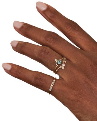 14K Yellow Gold Small Nestled Sapphire and Diamond Ring