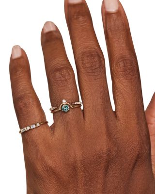 14K Yellow Gold Small Nestled Sapphire and Diamond Ring