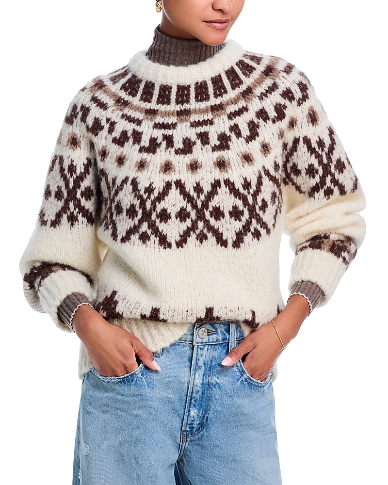 Frame Fair Isle Alpaca Blend Sweater In White