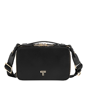 Tumi Voyageur Myla Leather Crossbody In Black/light Gold