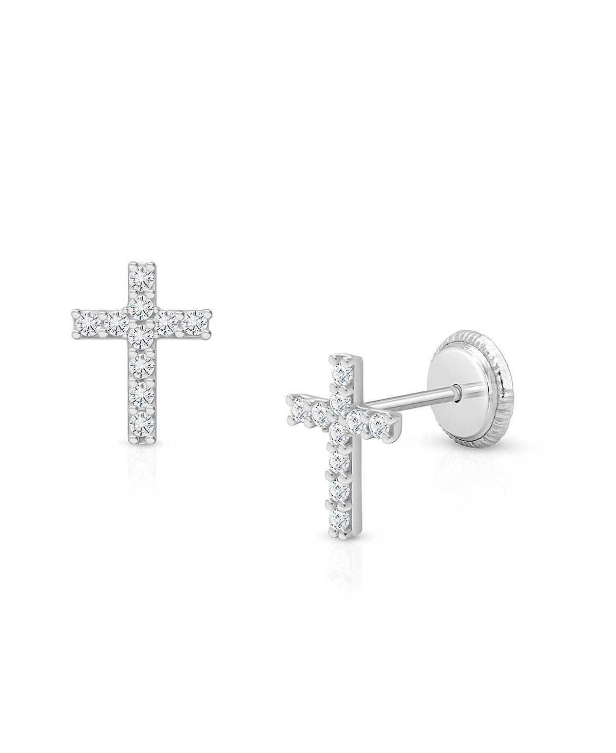 Tiny Blessings Girls' 14K Gold Miraculous Cross Stud Screw Back Earrings - Little Kid, Big Kid