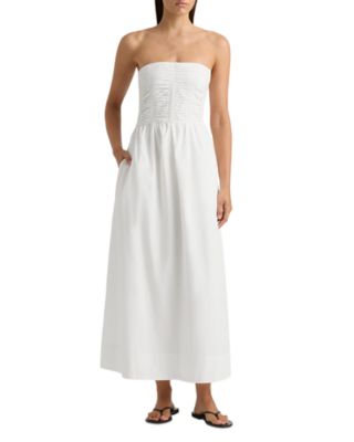katarina midi dress Katerina Dress in White with Floral Trim 4