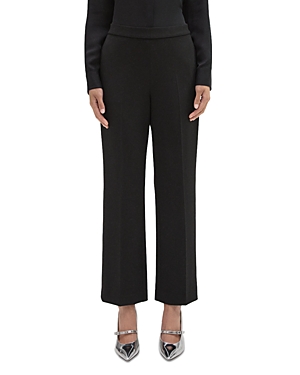 Theory Womens Solid Polyester Straight Leg Pants In Black