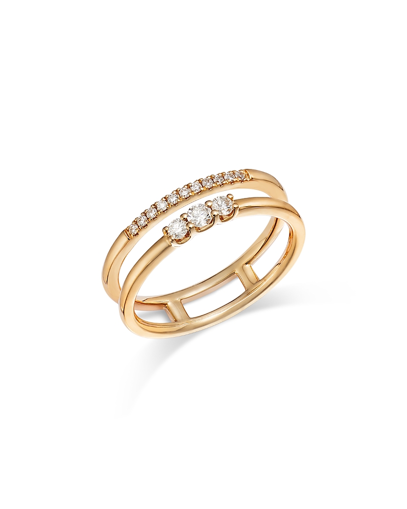 Bloomingdale's Diamond Round-cut Open Double Band Ring In 14k Yellow Gold, 0.19 Ct. T. W. In Gold