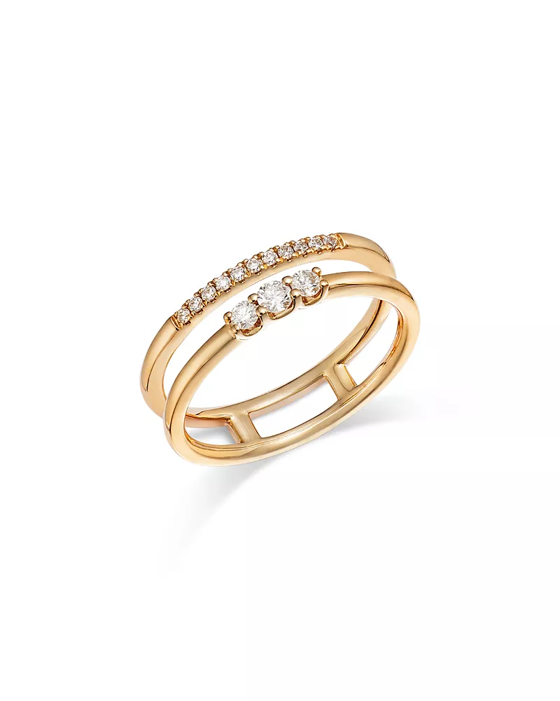 Bloomingdale's Fine Collection Diamond Round-Cut Open Double Band Ring in 14K Yellow Gold, 0.19 tcw