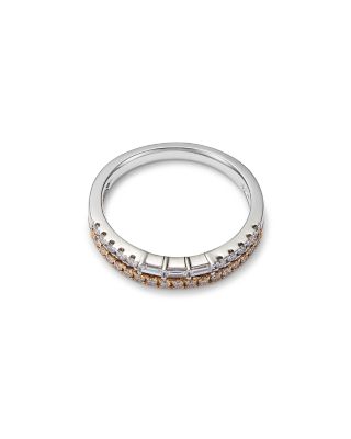 Diamond Round & Baguette Double Band in 14K White & Yellow Gold, 0.38 tcw