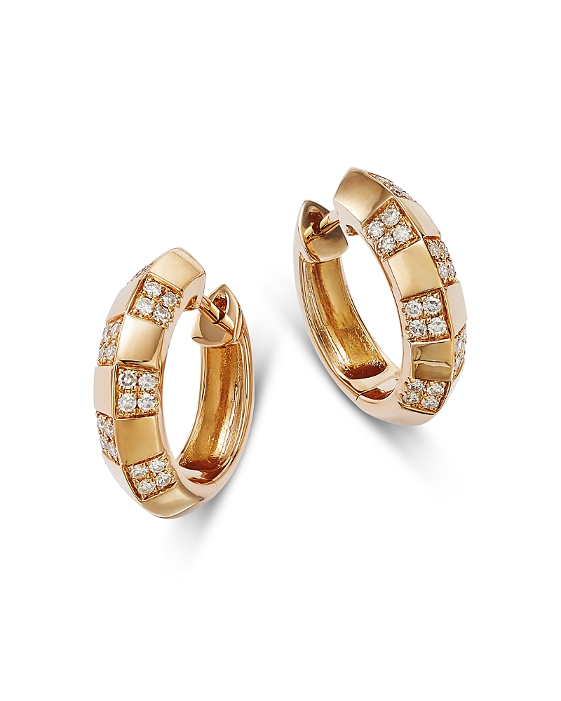 Bloomingdale's Diamond Cluster Small Hoop Earrings In 14k Yellow Gold, 0.25 Ct. T. W. In Gold