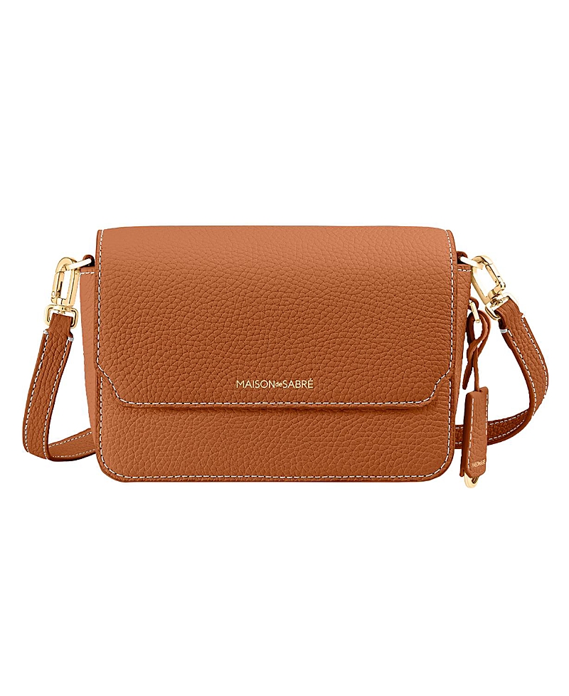 Maison De Sabre Mini Flap Leather Shoulder Bag In Brown