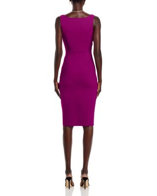 Gathered V Neck Midi Dress