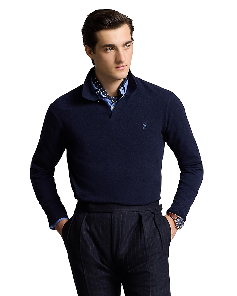 Polo Ralph Lauren Regular Fit Wool Johnny Collar Sweater In Blue