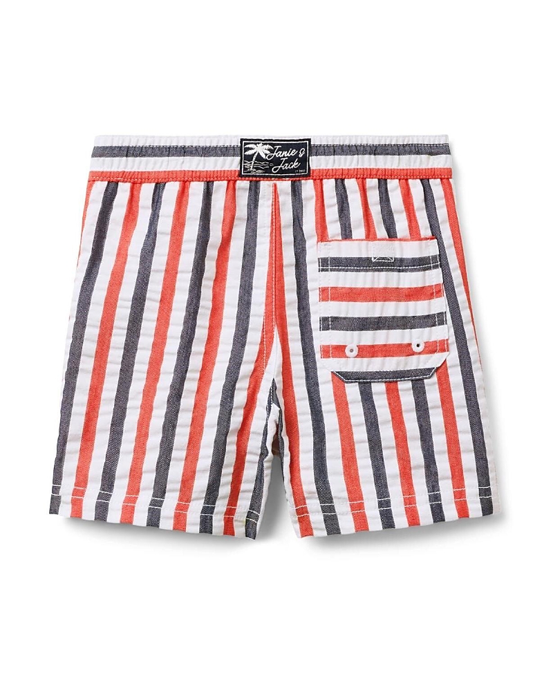Janie and Jack Boys' Recycled Striped Seersucker Swim Trunk - Baby, Little Kid, Big Kid