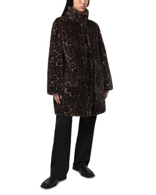 Apparis - Faux Fur Blair Leopard Mid Length Coat