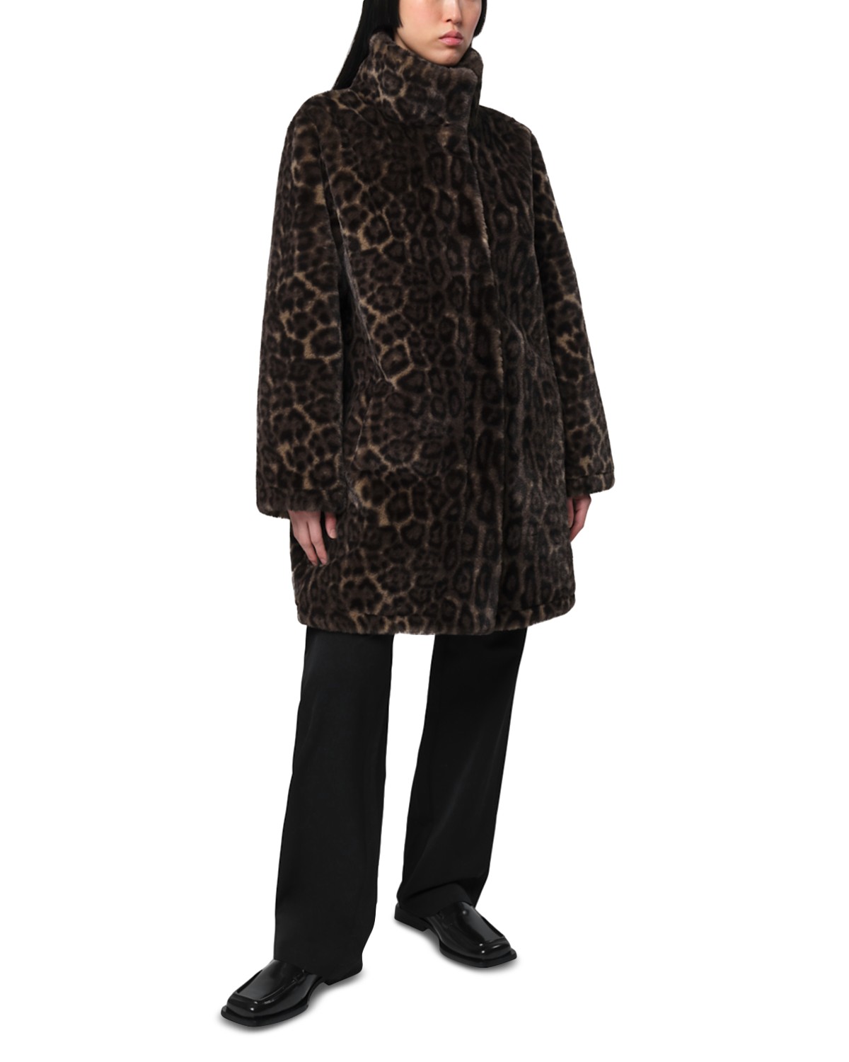 Faux Fur Blair Leopard Mid Length Coat