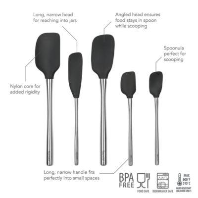 Flex-Core Silicone and Stainless Steel 5-Piece Spatula Set