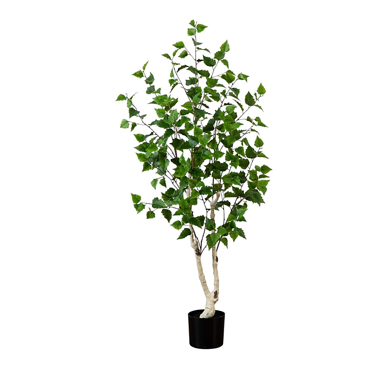 NEARLY NATURAL 5' ARTIFICIAL BIRCH TREE WITH REAL TOUCH LEAVES