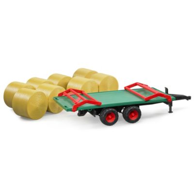  1/16 Flat Wagon Bale Carrier with Tandem Axle Round Bales Toy 2-4 - Ages 2-4