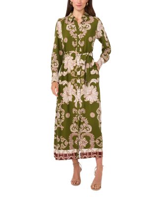 Printed Border Shirt Dress