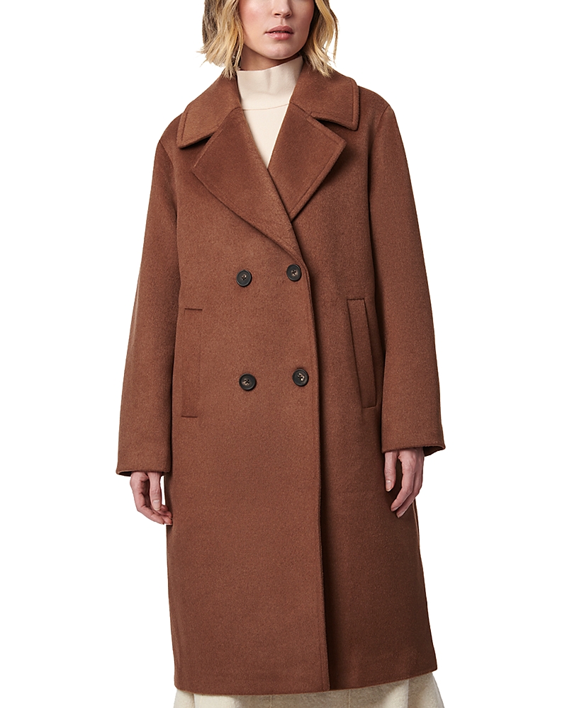 Bernardo Relaxed Double Breasted Coat In Cigar