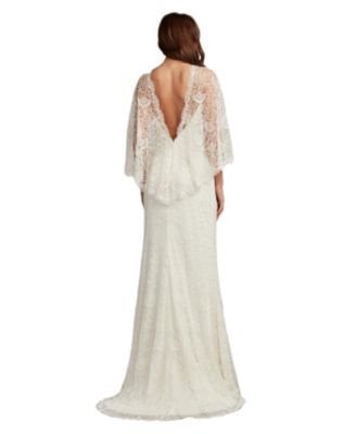 Eagen Draped Overlay Embroidered Gown