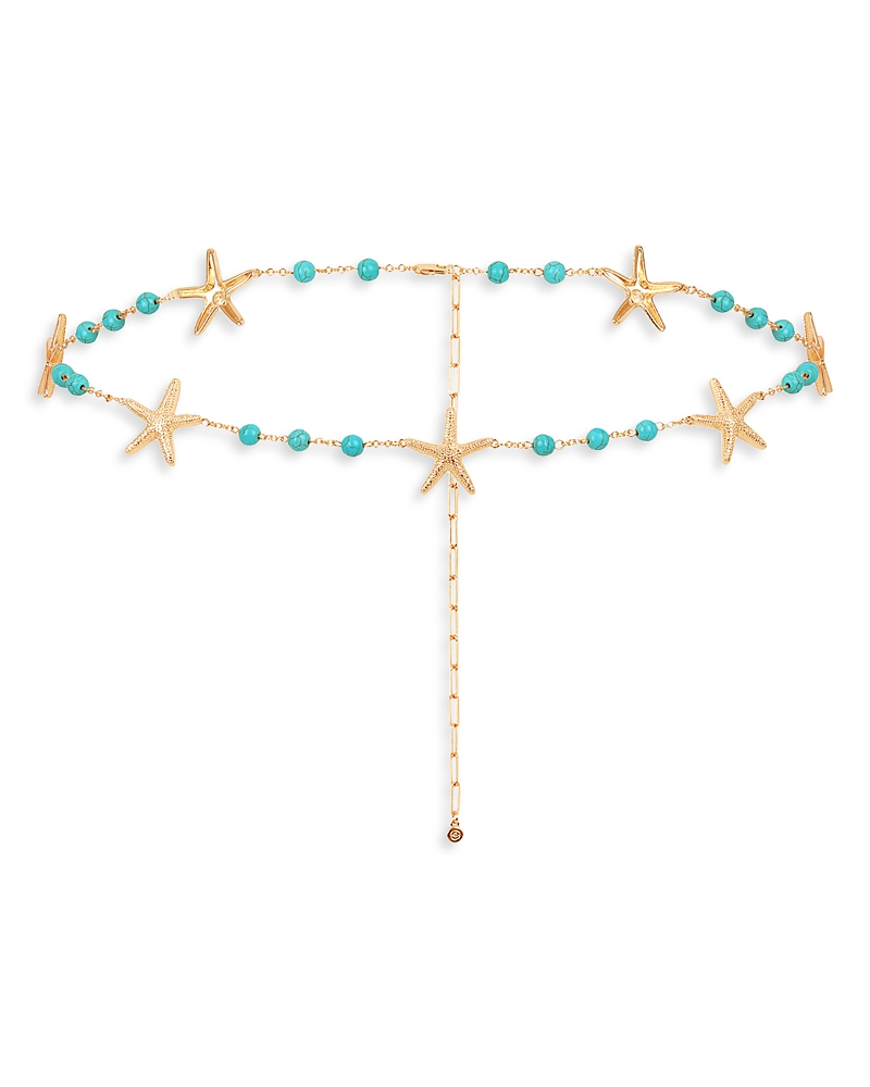 Ettika Starfish And Turquoise Linked Body Chain In Blue/gold