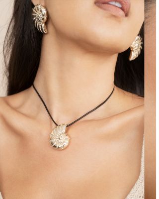 Studded Shell Statement Stud Earrings