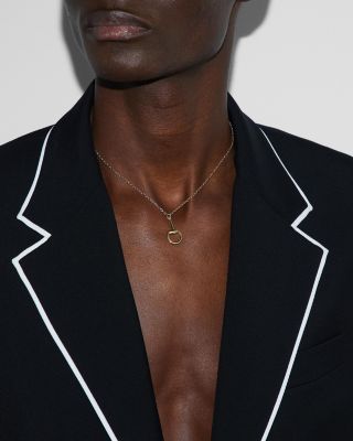 18K Yellow Gold Horsebit Pendant Necklace, 15-16"