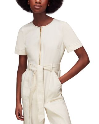 Zip Front Denim Jumpsuit