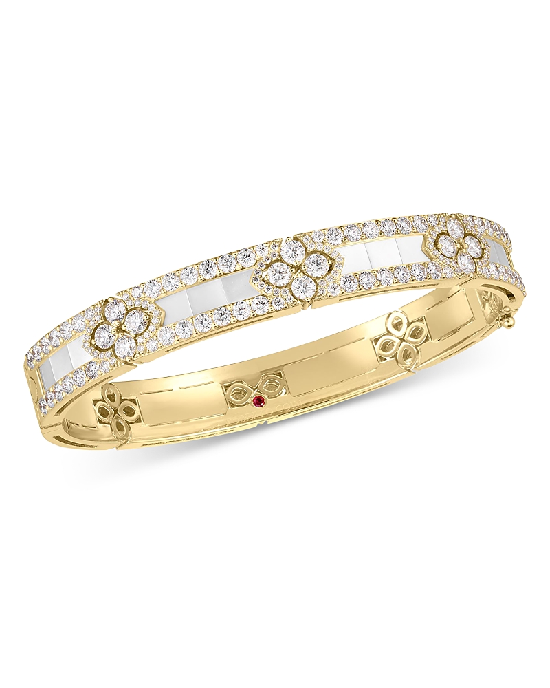 Roberto Coin 18K Yellow Gold Love in Verona Mother of Pearl & Diamond Flower Bangle Bracelet