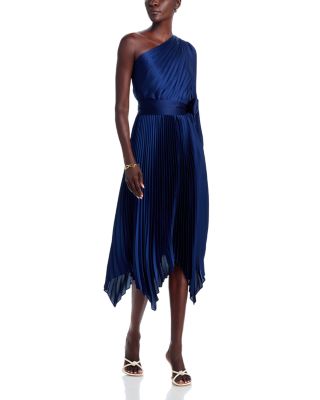 open lace back dress Marcella Women's Manhattan One Shoulder Midi Dress