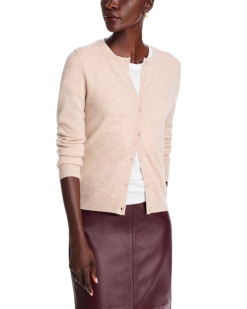 C By Bloomingdale's Crewneck Cashmere Cardigan - Exclusive In Heather Oatmeal