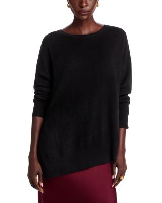 C by Bloomingdale's Cashmere - Boat Neck Side Slit Asymmetrical Sweater - Exclusive