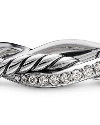 Sterling Silver Petite Infinity Twisted Ring with Diamonds