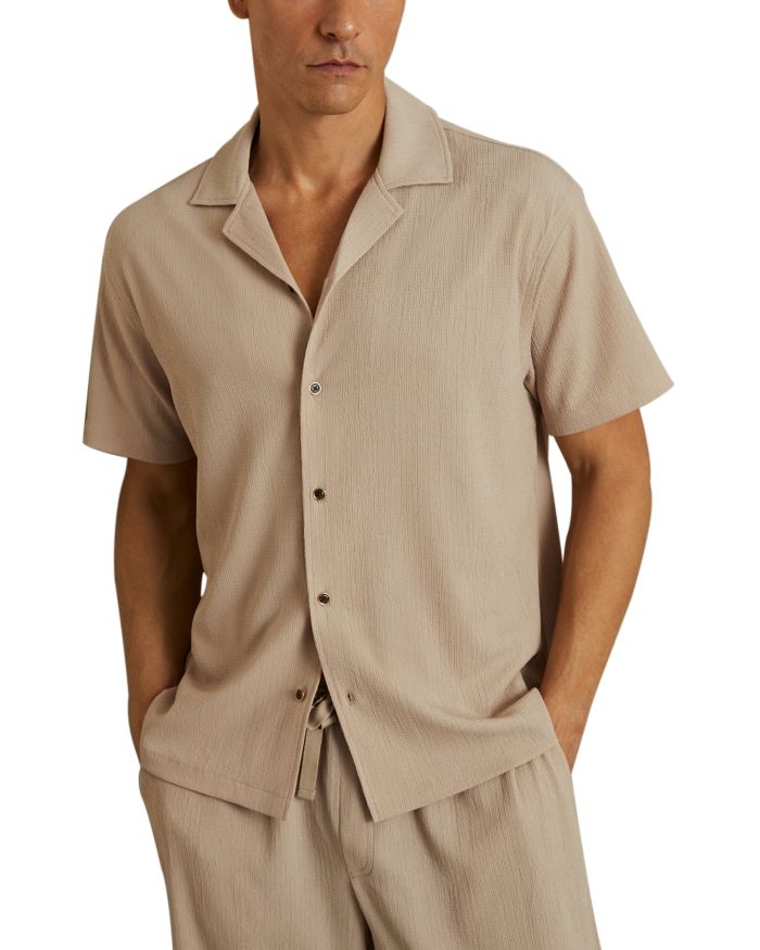 Hunt Textured Crepe Regular Fit Button Down Camp Shirt