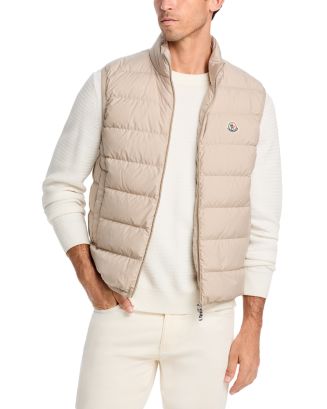 【送料&関税込】Moncler vigny White Linen Vest White Vigny Diamond-Quilted Padded Linen Vest - Vests for