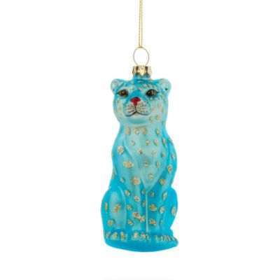 Bloomingdale's - Glass Blue Sparkling Leopard Ornament - Exclusive