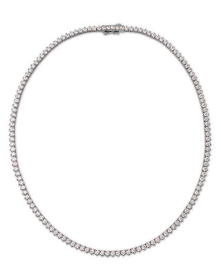 Certified Diamond Tennis Necklace in 14K White Gold, 10.0 tcw