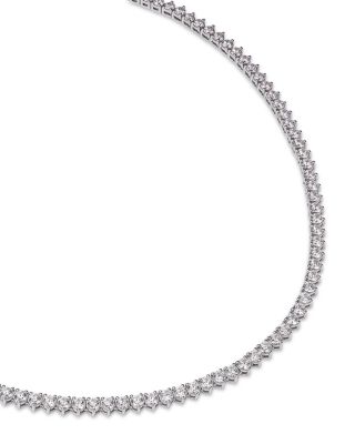 Certified Diamond Tennis Necklace in 14K White Gold, 10.0 tcw