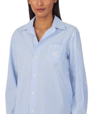 Striped Button Front Sleepshirt