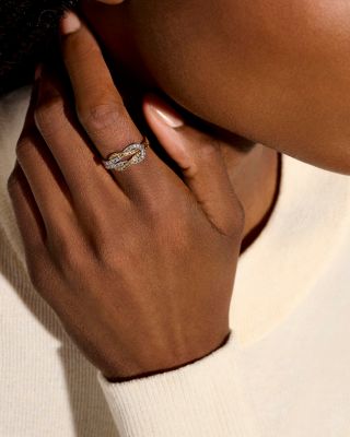 14K Yellow Gold & Sterling Silver Love Knot Ring, 3.6mm