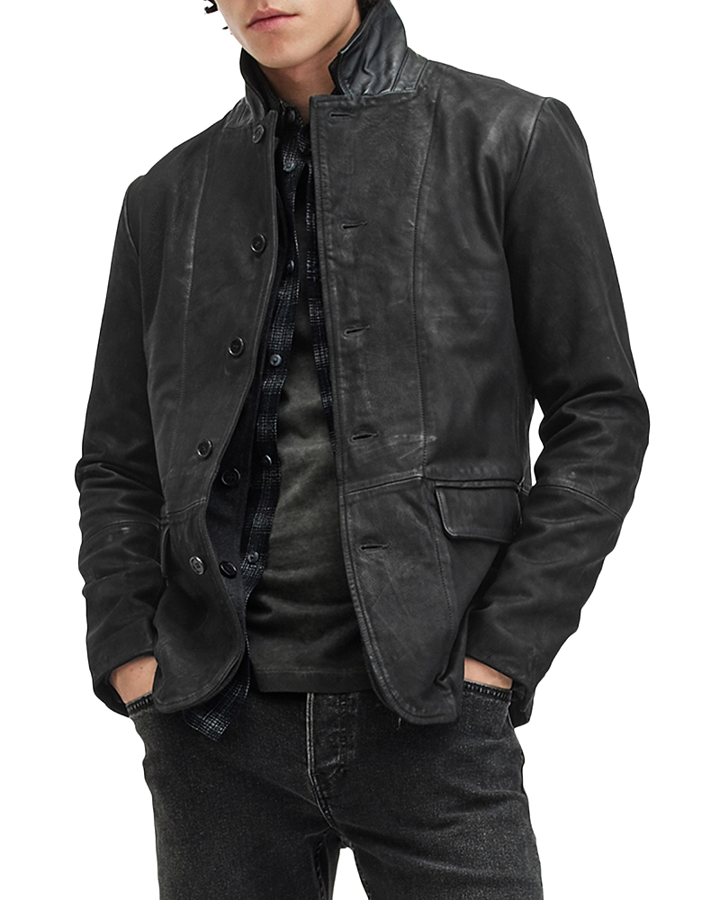 Allsaints Survey Layered Leather Blazer