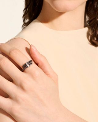 Black Rhodium-Plated Sterling Silver Spear Diamond Wrap Ring