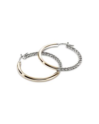 14K Yellow Gold & Sterling Silver JH Essentials Hoop Earrings