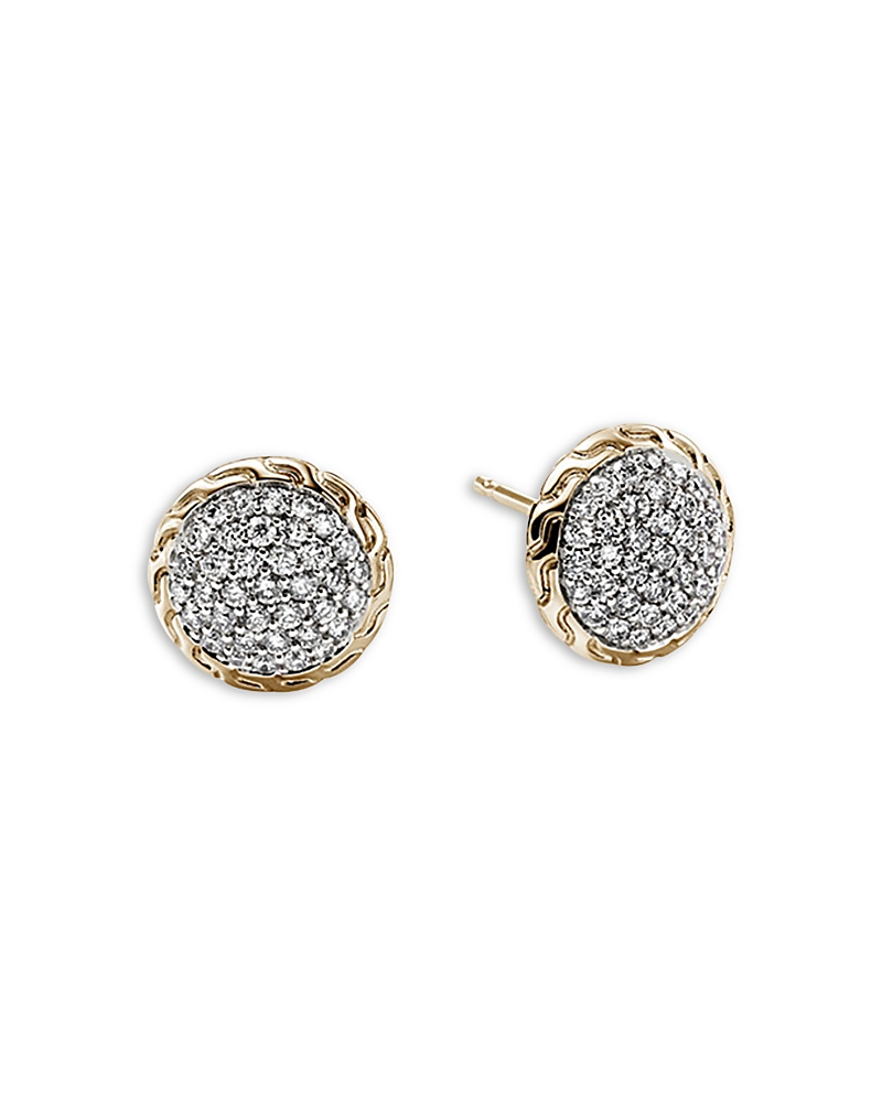 John Hardy 14k Yellow Gold Jh Essentials Diamond Pave Stud Earrings In Gold