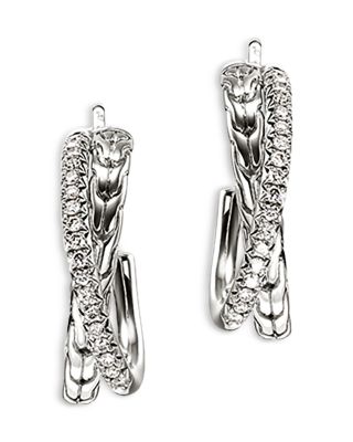Sterling Silver JH Essentials Diamond Pav&eacute; Crossover Earrings, 0.28 tcw