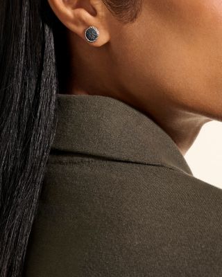 Sterling Silver JH Essentials Black Sapphire Pav&eacute; Framed Stud Earrings